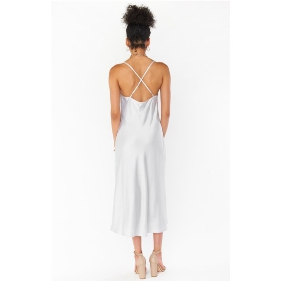 Show Me Your Mumu Verona Cowl Dress Silver Luxe Satin S - Picture 2 of 7
